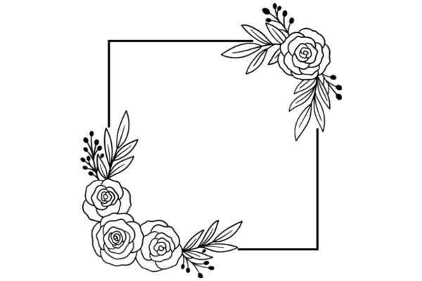 Elegant Floral Border: A Line Art Design