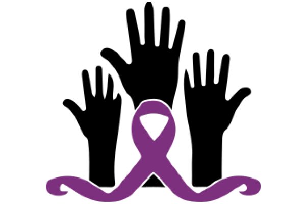 A Symbol of Support: A Purple Ribbon Amidst Five Hands