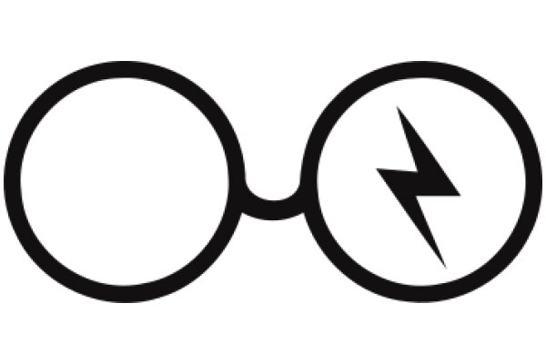 Stylized Eyeglass Icon with a Lightning Bolt