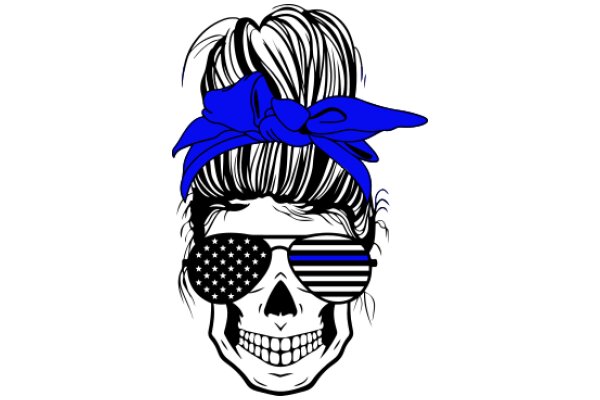 Stylish Skull with Blue Bandana and Sunglasses