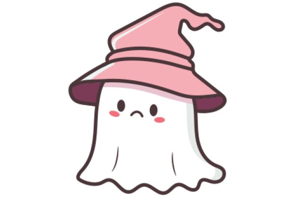 A Whimsical Halloween: A Ghostly Character in a Pink Wizard Hat