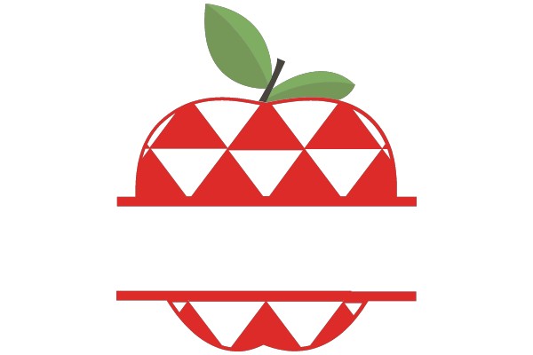 Vibrant Red Apple with a Green Leaf, Illustrated in a Stylized Design