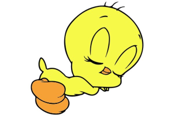 A Yellow Cartoon Bird with a Big Smile and a Little Wink