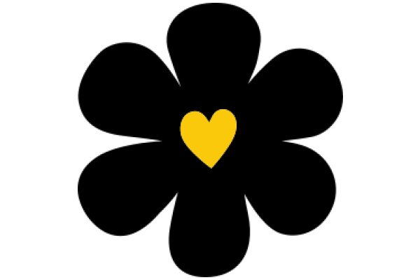 A Simple, Black and Yellow Flower with a Yellow Heart at its Center