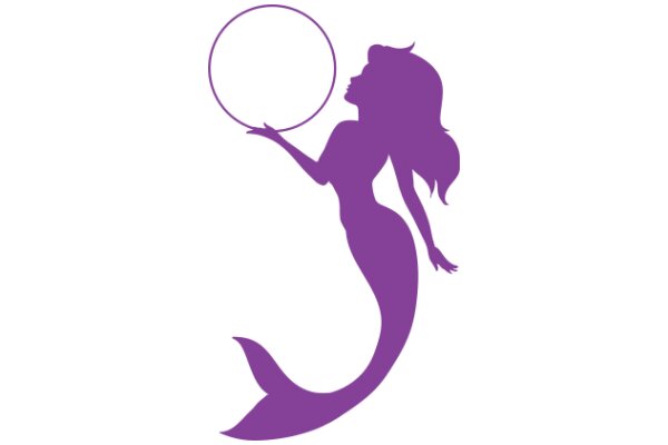 Stylized Purple Mermaid Silhouette with Hula Hoop