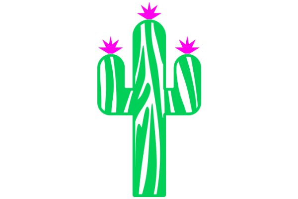 Vibrant Green Cactus with Pink Flower Accents