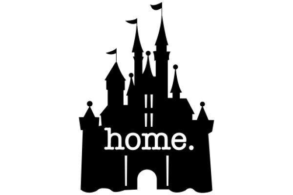 A Silhouette of a Castle and Flags, with the Word 'Home' Below