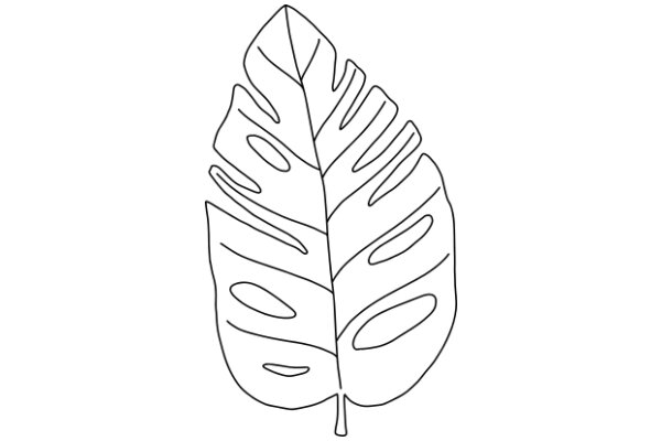 Simplistic Line Drawing of a Leaf