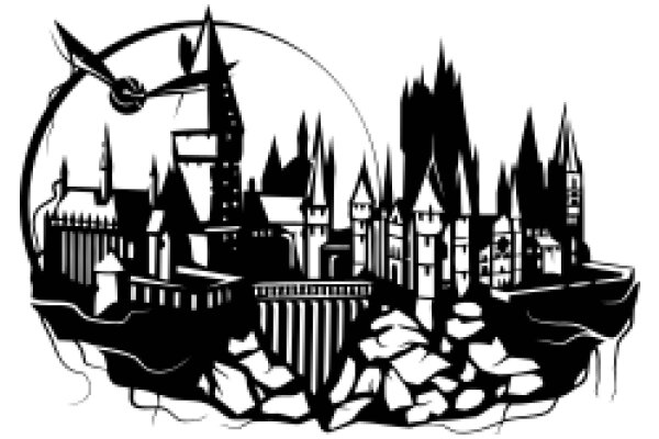 A Silhouette of a Cityscape with a Clock Tower and a Castle