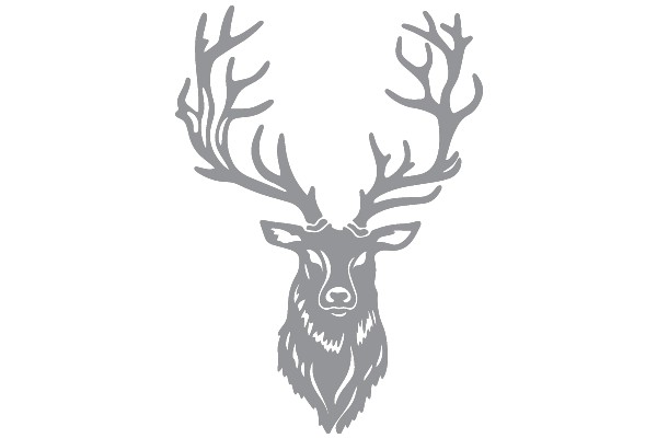 Stylized Gray Deer Head with Antlers