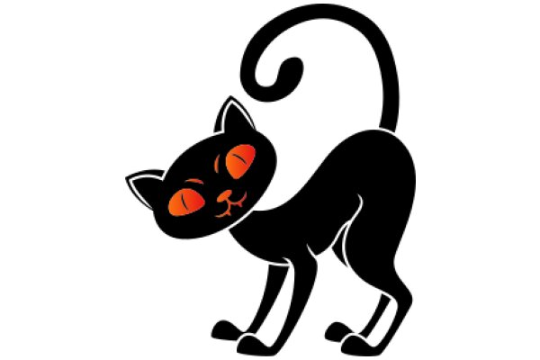 A Black Cat with Orange Eyes, Standing on Two Legs