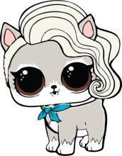 An Adorable Cartoon Cat with a Blue Bow and Curly Hair