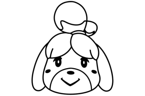 A Whimsical Line Drawing of a Dog-like Character with a Smile