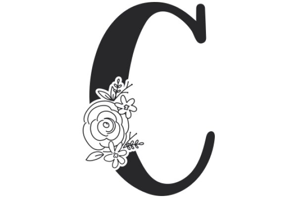 Stylized Letter 'C' with Floral Design