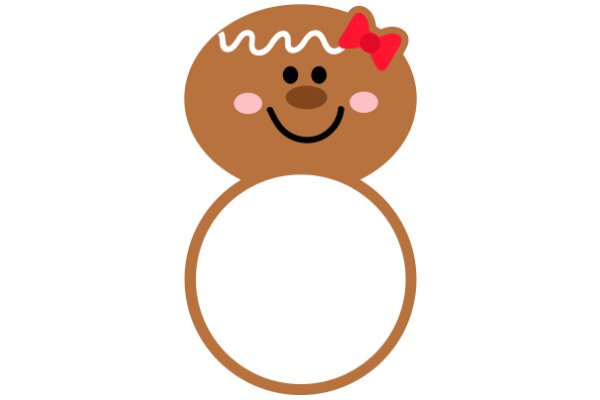 A Delightful Illustration of a Cookie-like Character with a Smile and a Bow