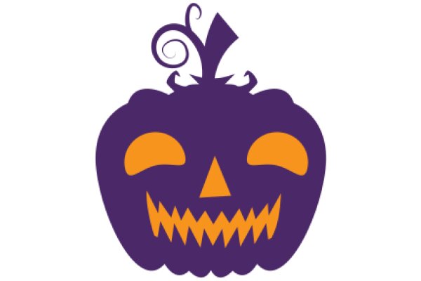 Halloween-themed logo with a purple pumpkin and a yellow toothy grin.