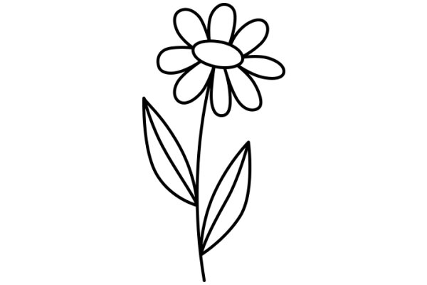 Simplistic Line Drawing of a Flower