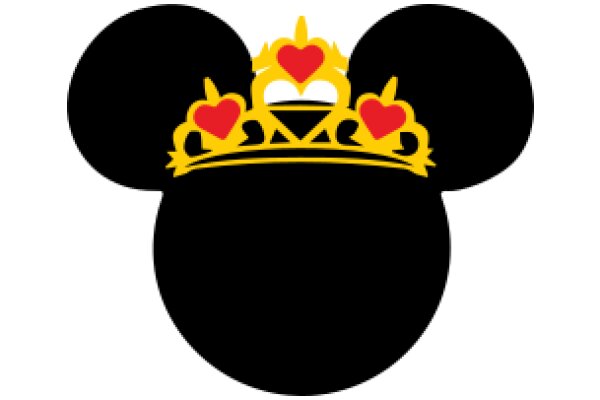 A Stylized Mickey Mouse Ear Hat with a Yellow Crown and Red Hearts