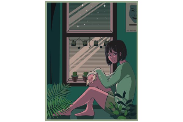 A Moment of Contemplation: A Girl in a Cozy Room