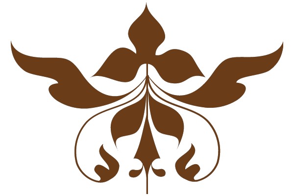 Stylized Brown Flower with Petals and Leaves