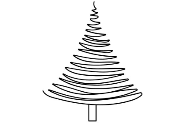 Simplified Line Art of a Christmas Tree