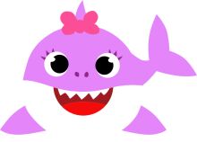 Whimsical Purple Cartoon Shark with a Pink Bow and Big Smile