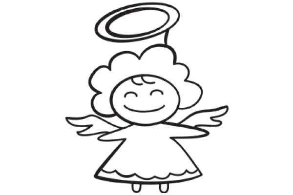 A Whimsical Illustration of a Smiling Angel with Wings and a Halo