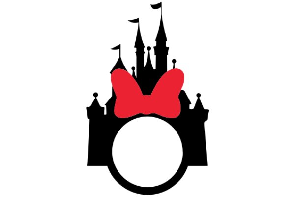 A Whimsical Castle with a Red Bow, Set Against a White Background