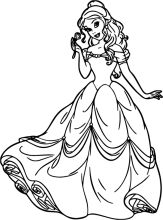 A Whimsical Princess: A Line Drawing of a Beautiful Princess in a Gown