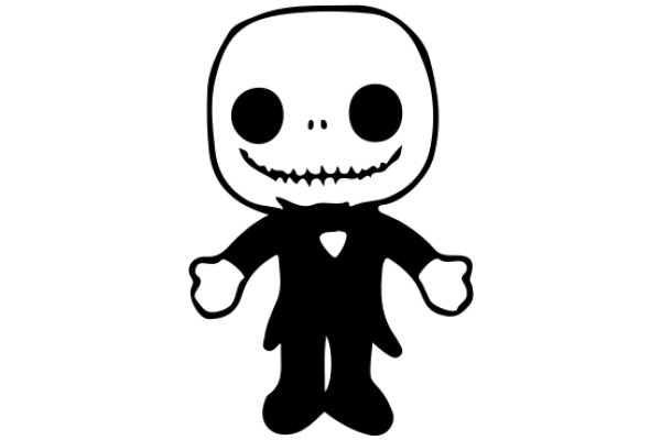 A Simple, Drawing of a Smiling Skeleton Character