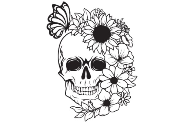 Skull with Floral Crown