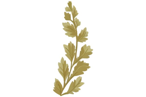 Stylized Illustration of a Plant with Green Leaves