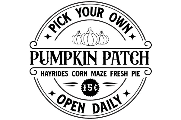 Pumpkin Patch Sign: Pick Your Own, Fresh Hayrides, Open Daily