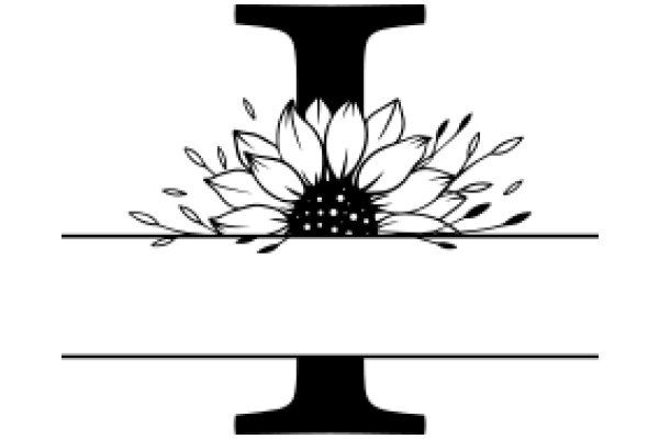 Illustration of a Flower and Letter 'I' with a Stem and Leaves