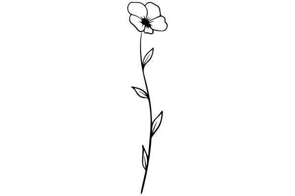 Simplistic Line Drawing of a Flower