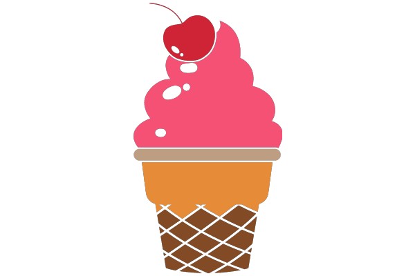 Delightful Dessert: A Cherry on Top of a Pink Ice Cream Cone