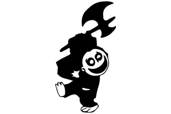 A Playful Silhouette of a Character with a Hammer