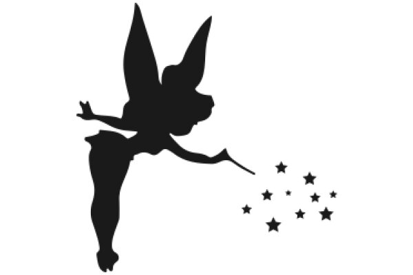 Silhouette of a Tinkerbell-like Figure with Stars