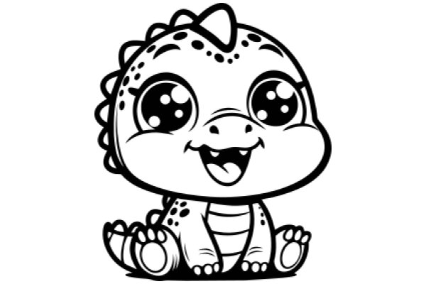 Adorable Cartoon Dinosaur with Big Eyes and a Smile