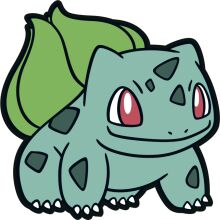 Adorable Cartoon Pokémon with a Green Leaf on Its Back