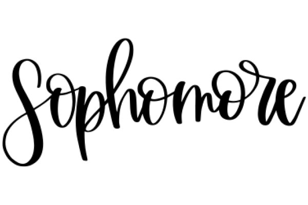 Elegant Black Calligraphy of the Word 'Sophomore' on a White Background