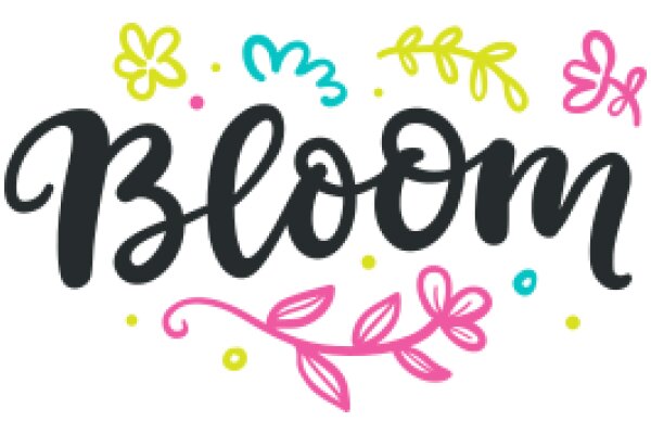 Vibrant Flower Bouquet with the Word 'Bloom' in a Stylish Font