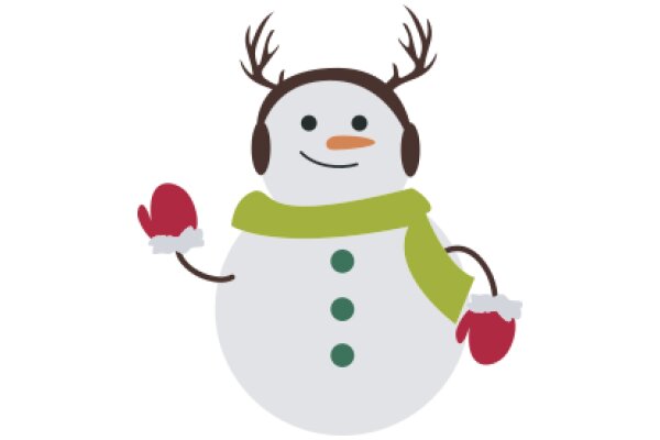 A Friendly Snowman with Headphones and Red Gloves