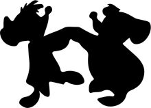 A Silhouette of a Playful Dance Between Two Cartoon Characters