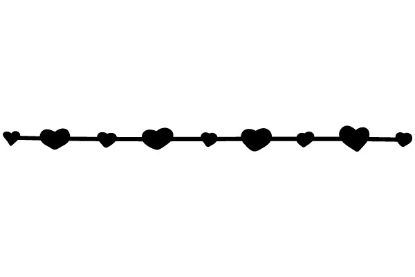 A Line of Hearts on a White Background