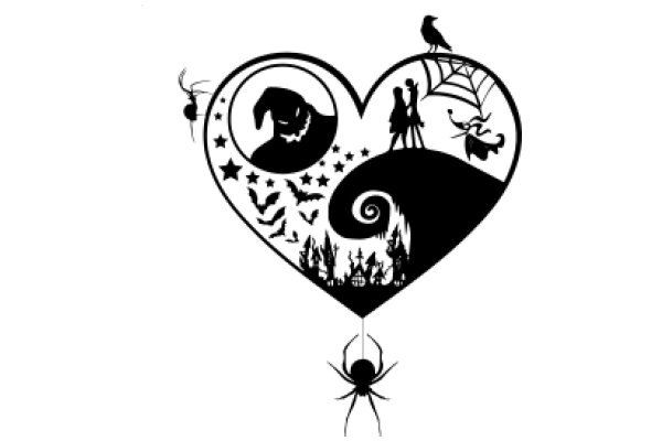 A Silhouette of a Heart, Filled with Symbols of Love and Adventure