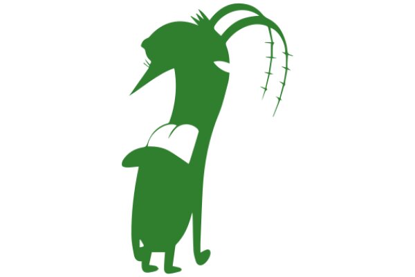 A Silhouette of a Green Creature with Antlers and a Book