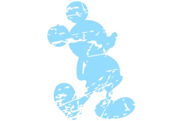 Stylized Blue Silhouette of a Character with Heart-Shaped Eyes and Balloon-Like Body