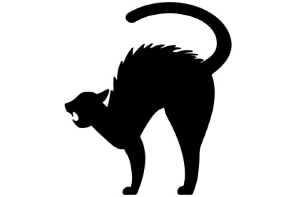 Silhouette of a Cat with a Tail