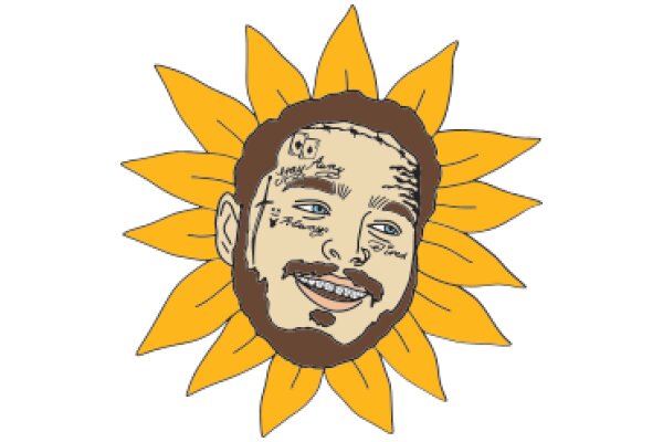 Sunflower with a Tattooed Face: A Unique and Creative Illustration